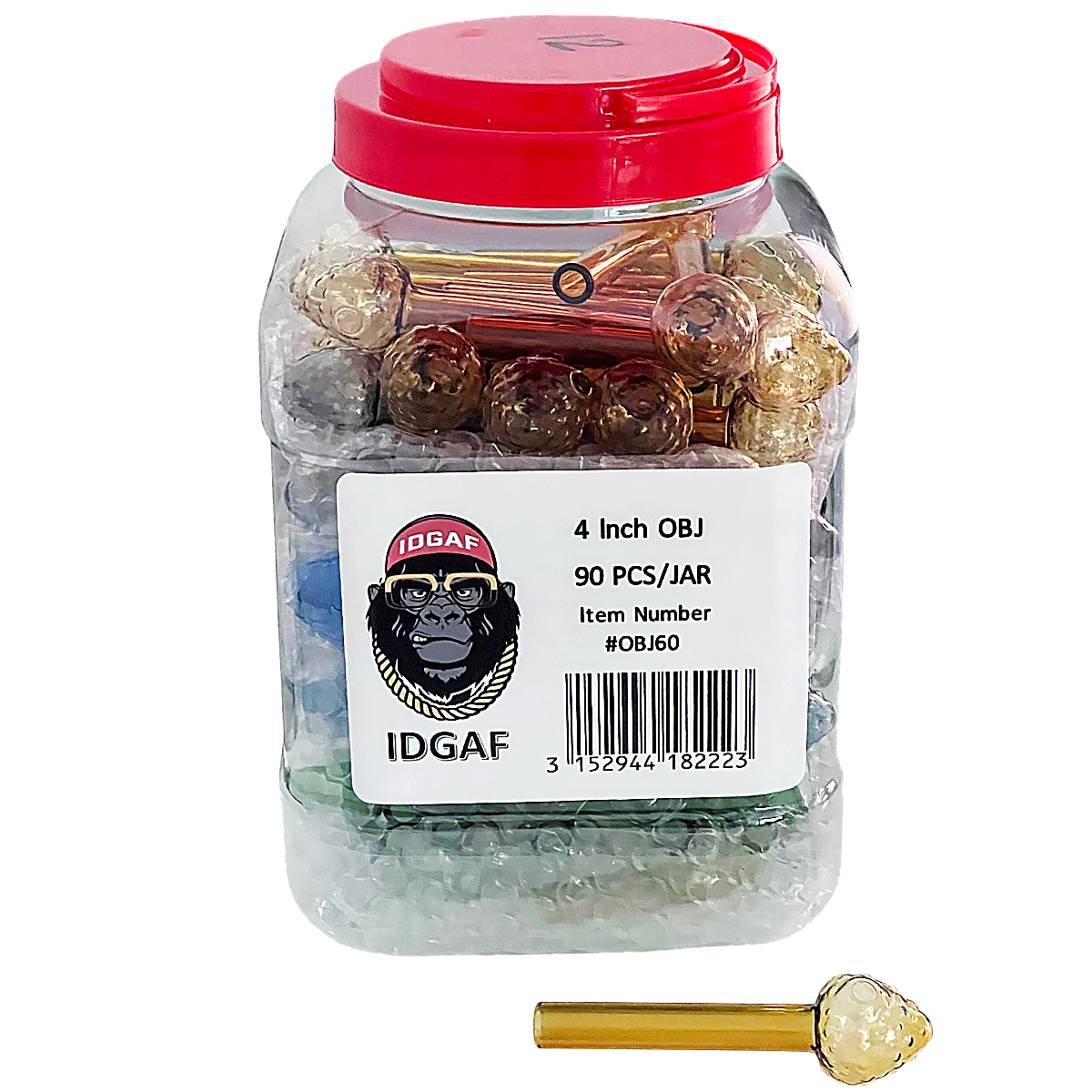 Full Color Strawberry Shaped OB (OBJ60) | 4 inches | 14mm | Male | 90 Count Display  product image
